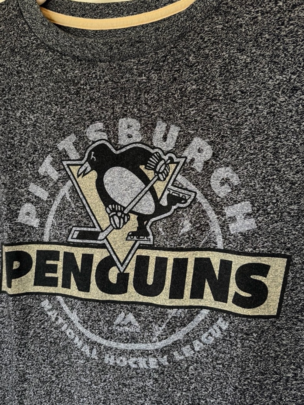 Majestic Pittsburgh Penguins Black and Gold Graphic Short Sleeve Tee